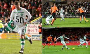 Football Soccer - Dundee United v Celtic - Ladbrokes Scottish Premiership - Tannadice Park - 15/1/16 Celtic's Leigh Griffiths celebrates scoring their first goal Action Images via Reuters / Graham Stuart Livepic EDITORIAL USE ONLY. No use with unauthorized audio, video, data, fixture lists, club/league logos or "live" services. Online in-match use limited to 45 images, no video emulation. No use in betting, games or single club/league/player publications. Please contact your account representative for further details.